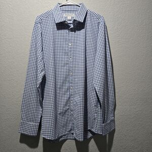 Mizzen+Main White and Blue Plaid Casual Shirt